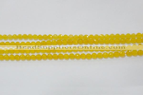 CAG8601 15.5 inches 6mm faceted round yellow agate gemstone beads