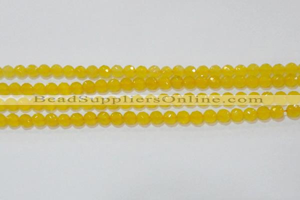 CAG8602 15.5 inches 8mm faceted round yellow agate gemstone beads