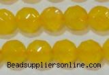 CAG8605 15.5 inches 14mm faceted round yellow agate gemstone beads