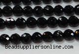 CAG8610 15.5 inches 6mm faceted round black agate gemstone beads