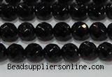 CAG8611 15.5 inches 8mm faceted round black agate gemstone beads