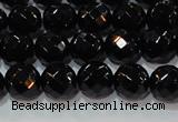 CAG8612 15.5 inches 10mm faceted round black agate gemstone beads