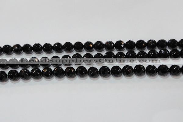 CAG8613 15.5 inches 12mm faceted round black agate gemstone beads