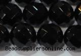 CAG8617 15.5 inches 20mm faceted round black agate gemstone beads