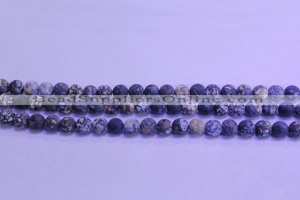 CAG8651 15.5 inches 6mm round matte blue ocean agate beads