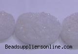 CAG8665 7.5 inches 22*30mm freeform white plated druzy agate beads