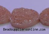 CAG8666 7.5 inches 22*30mm freeform champagne plated druzy agate beads