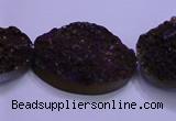 CAG8668 7.5 inches 22*30mm freeform purple plated druzy agate beads