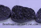 CAG8670 7.5 inches 22*30mm freeform black plated druzy agate beads