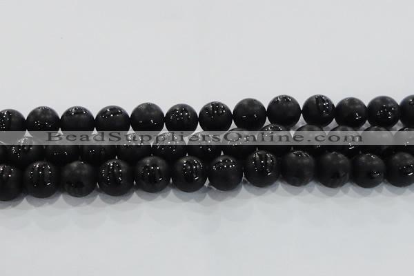 CAG8740 15.5 inches 16mm round matte tibetan agate gemstone beads