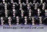 CAG8855 15.5 inches 6mm faceted round agate with rhinestone beads