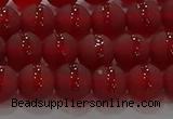 CAG8901 15.5 inches 6mm round matte red agate beads wholesale