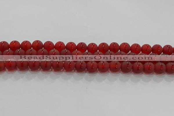 CAG8902 15.5 inches 8mm round matte red agate beads wholesale