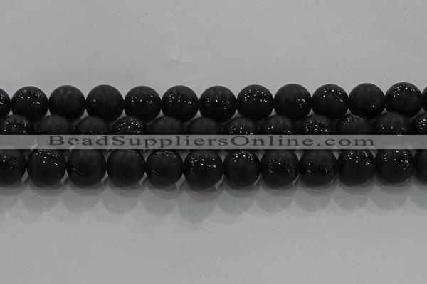 CAG8921 15.5 inches 10mm round matte black agate beads wholesale