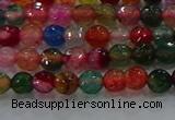 CAG8940 15.5 inches 4mm faceted round fire crackle agate beads