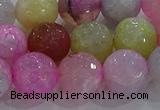 CAG8950 15.5 inches 10mm faceted round fire crackle agate beads