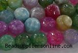 CAG8956 15.5 inches 8mm faceted round fire crackle agate beads