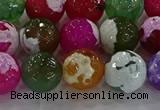 CAG8958 15.5 inches 12mm faceted round fire crackle agate beads