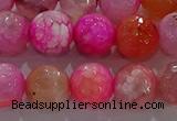 CAG8965 15.5 inches 10mm faceted round fire crackle agate beads