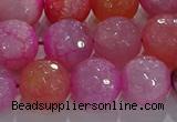 CAG8966 15.5 inches 12mm faceted round fire crackle agate beads