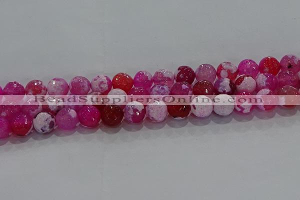 CAG8973 15.5 inches 10mm faceted round fire crackle agate beads