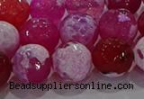 CAG8975 15.5 inches 14mm faceted round fire crackle agate beads