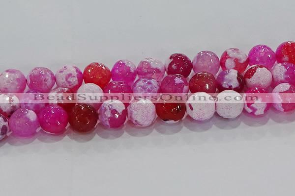 CAG8976 15.5 inches 16mm faceted round fire crackle agate beads