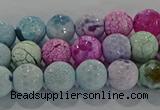 CAG8978 15.5 inches 4mm faceted round fire crackle agate beads