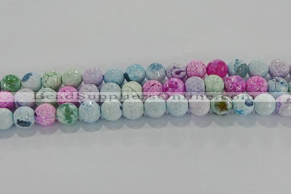 CAG8980 15.5 inches 8mm faceted round fire crackle agate beads