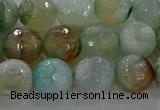 CAG8995 15.5 inches 8mm faceted round fire crackle agate beads