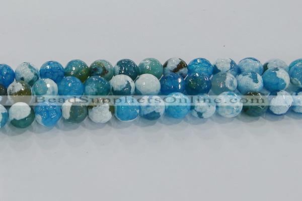 CAG9003 15.5 inches 12mm faceted round fire crackle agate beads