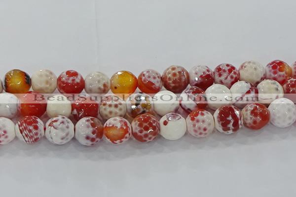 CAG9018 15.5 inches 14mm faceted round fire crackle agate beads