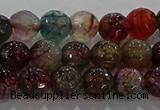 CAG9021 15.5 inches 6mm faceted round fire crackle agate beads