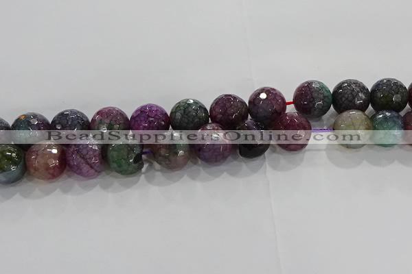 CAG9024 15.5 inches 12mm faceted round fire crackle agate beads