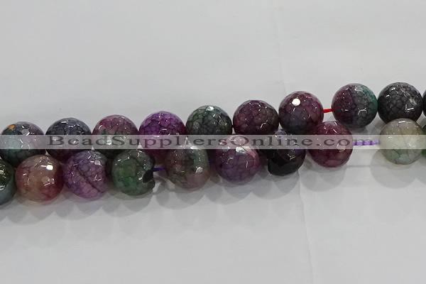 CAG9026 15.5 inches 16mm faceted round fire crackle agate beads