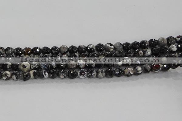 CAG9029 15.5 inches 6mm faceted round fire crackle agate beads