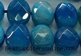 CAG9057 15.5 inches 15*20mm faceted oval line agate beads