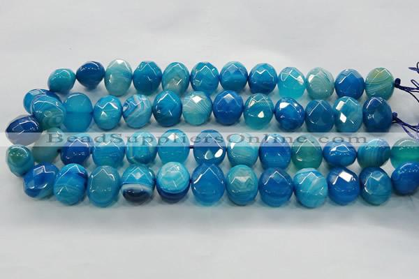 CAG9057 15.5 inches 15*20mm faceted oval line agate beads