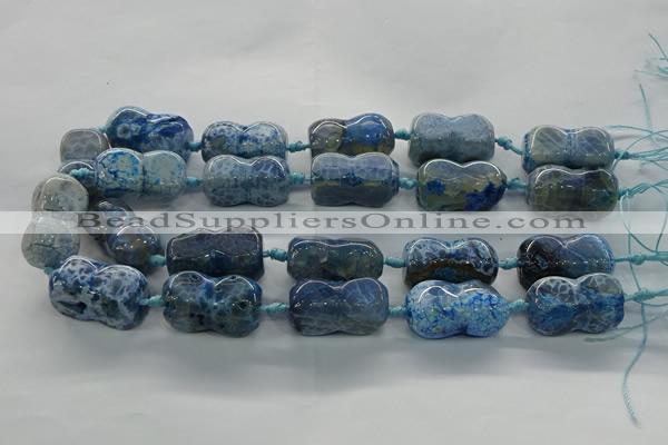 CAG9068 15.5 inches 16*30mm peanut-shaped fire crackle agate beads