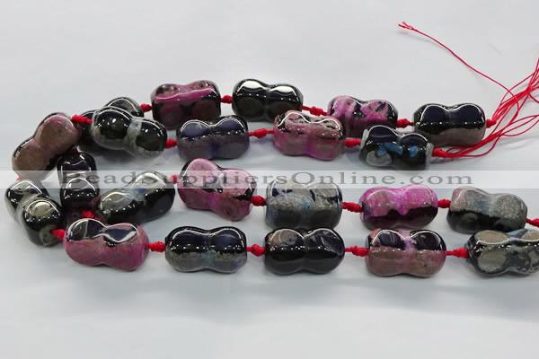 CAG9071 15.5 inches 16*30mm peanut-shaped fire crackle agate beads