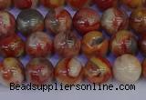 CAG9101 15.5 inches 6mm round red crazy lace agate beads