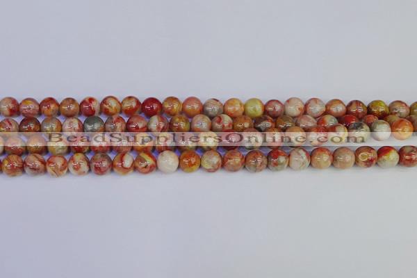 CAG9101 15.5 inches 6mm round red crazy lace agate beads