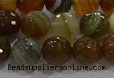 CAG9214 15.5 inches 10mm faceted round line agate gemstone beads