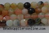 CAG9220 15.5 inches 4mm faceted round line agate beads wholesale