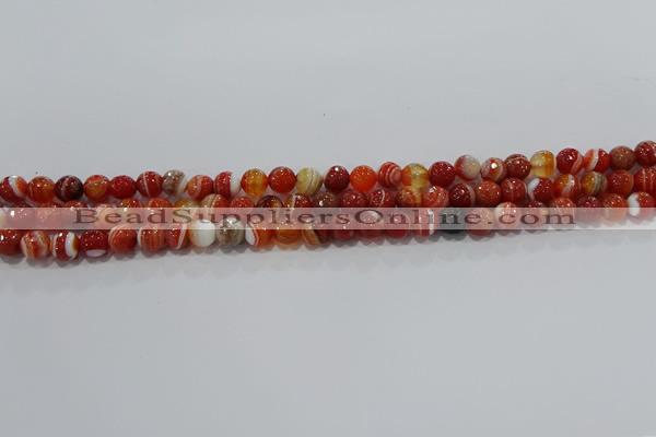 CAG9229 15.5 inches 4mm faceted round line agate beads wholesale