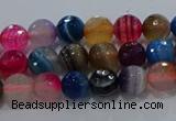 CAG9255 15.5 inches 4mm faceted round line agate beads wholesale