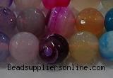 CAG9259 15.5 inches 12mm faceted round line agate beads wholesale