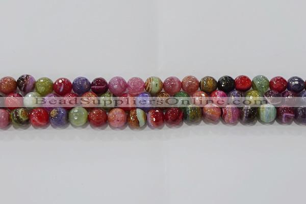 CAG9265 15.5 inches 10mm faceted round line agate beads wholesale