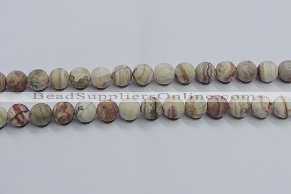 CAG9294 15.5 inches 12mm round matte Mexican crazy lace agate beads