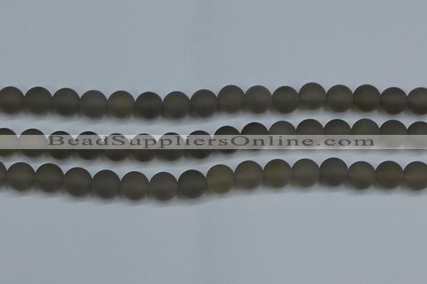 CAG9315 15.5 inches 14mm round matte grey agate beads wholesale